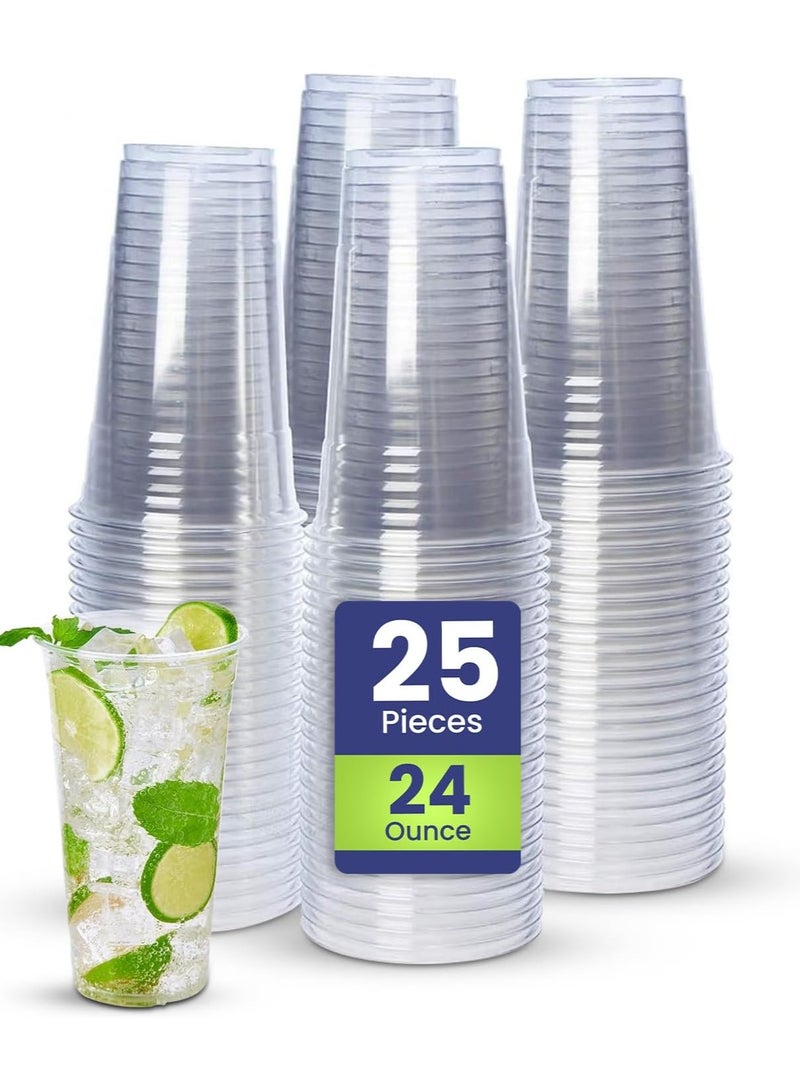 إس إن إتش باكينج كوب عصير 24 أونصة شفاف قوي للاستعمال مرة واحدة مثالي للقهوة المثلجة ، شاي بابل بوبا ، ميلك شيك ، الكوكتيلات المجمدة ، مشروبات المياه ، المشروبات الغازية ، الوجبات الخفيفة ، الحلوى وأكثر من 25 قطعة - Image 1